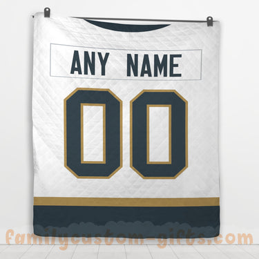 Custom Premium Quilt Blanket Vegas Jersey Ice Hockey Personalized Quilt Gifts for Her & Him